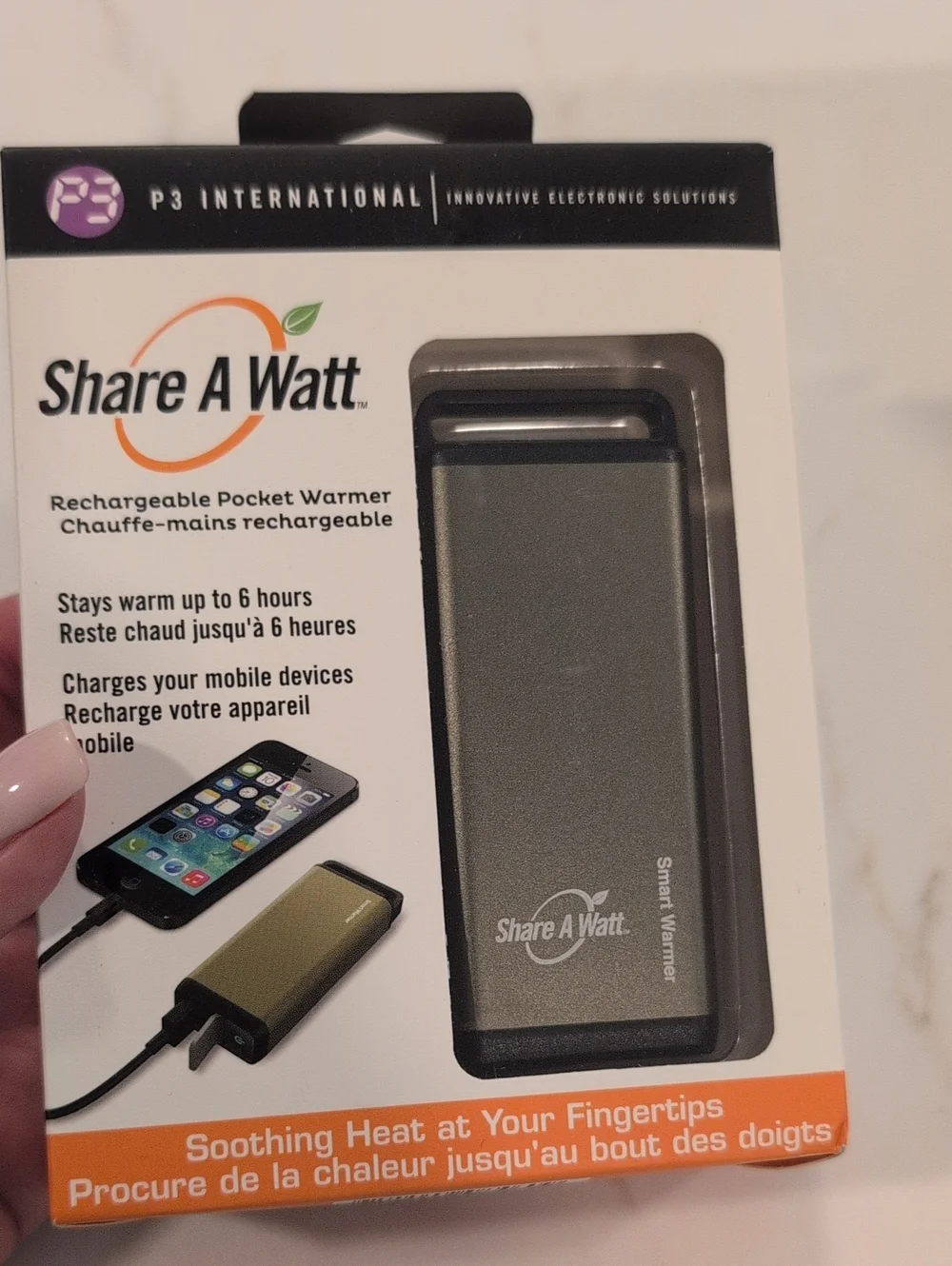 Share A Watt 3 Rechargeable Pocket Warmer & Mobile Chargers - Olive Color. NWT